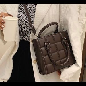 Geometric double handle satchel bag